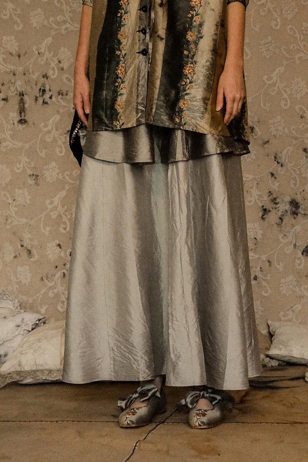 MUTEDANCE Double Silk Skirt MD22FW39 Gray Green PM54